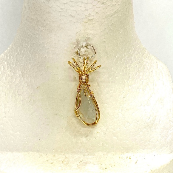 HANDMADE Moonstone Hand Wrapped Freeform Statement Pendant, Artisan Gift for Her - Picture 8 of 10